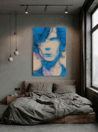 Minimalist Blue Portrait – Surreal Minimalist Wall Art 492