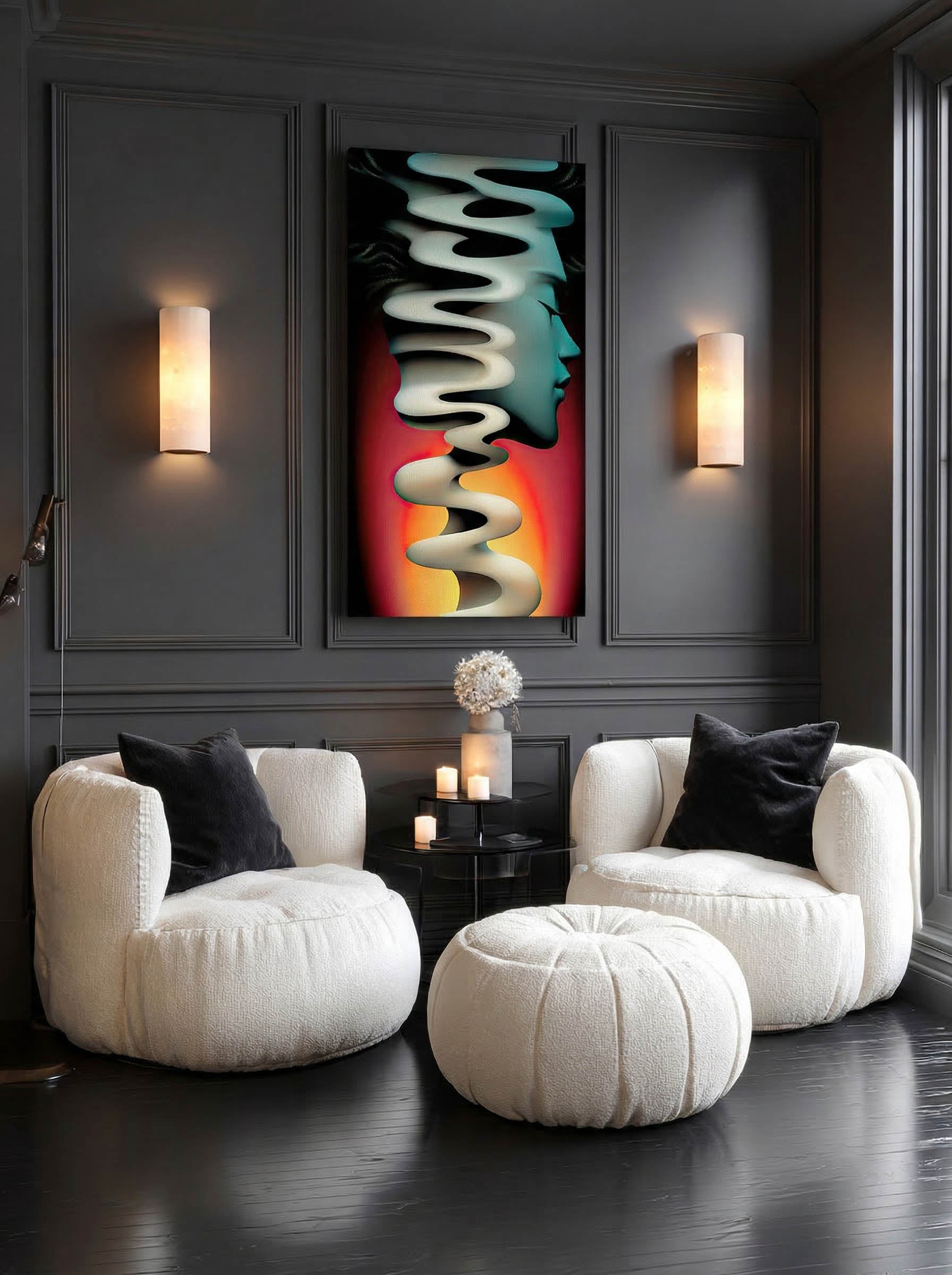 Fluid Mind – Surreal Teal Abstract Portrait Wall Art 513 Secondary image