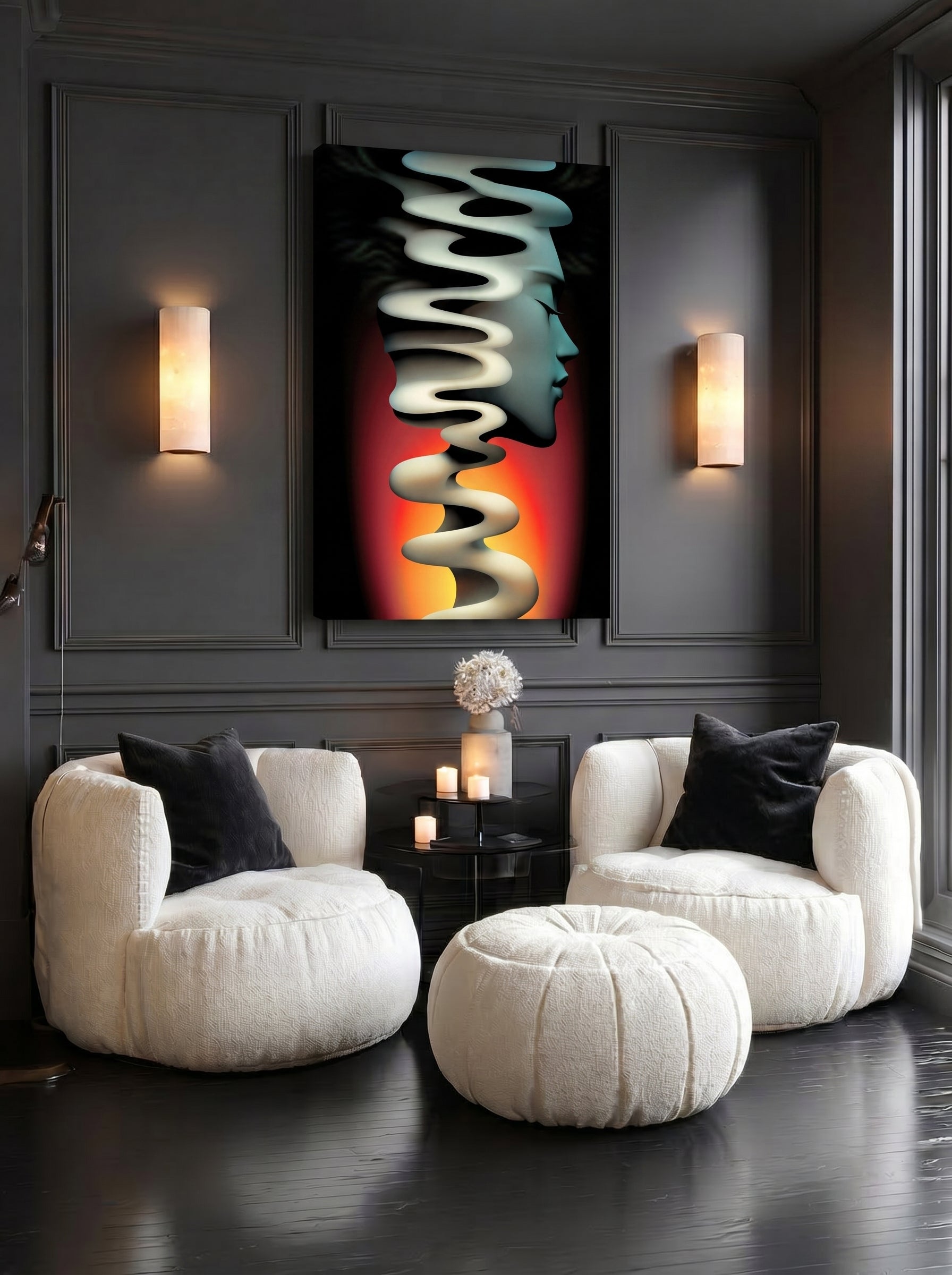 Fluid Mind – Surreal Teal Abstract Portrait Wall Art 513 Secondary image