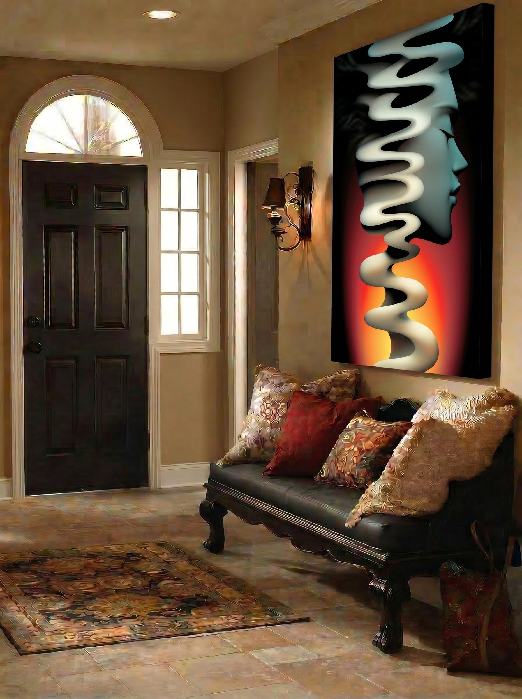 Fluid Mind – Surreal Teal Abstract Portrait Wall Art 513
