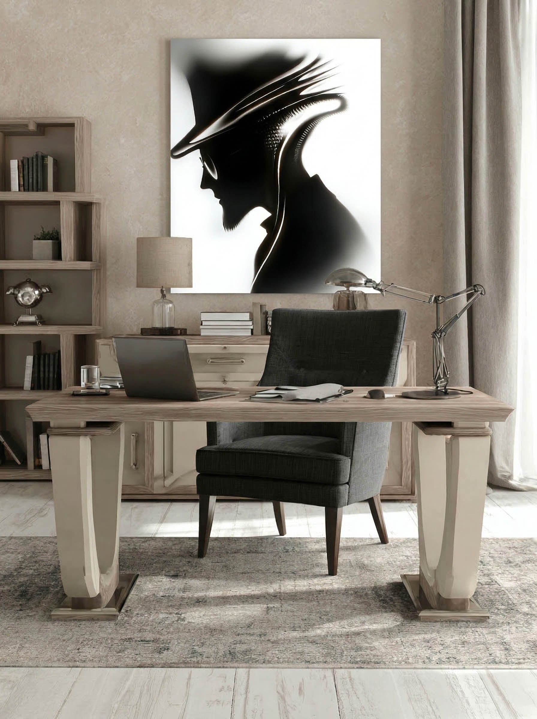 Noir Elegance – Surreal Futuristic Gentleman Wall Art 516