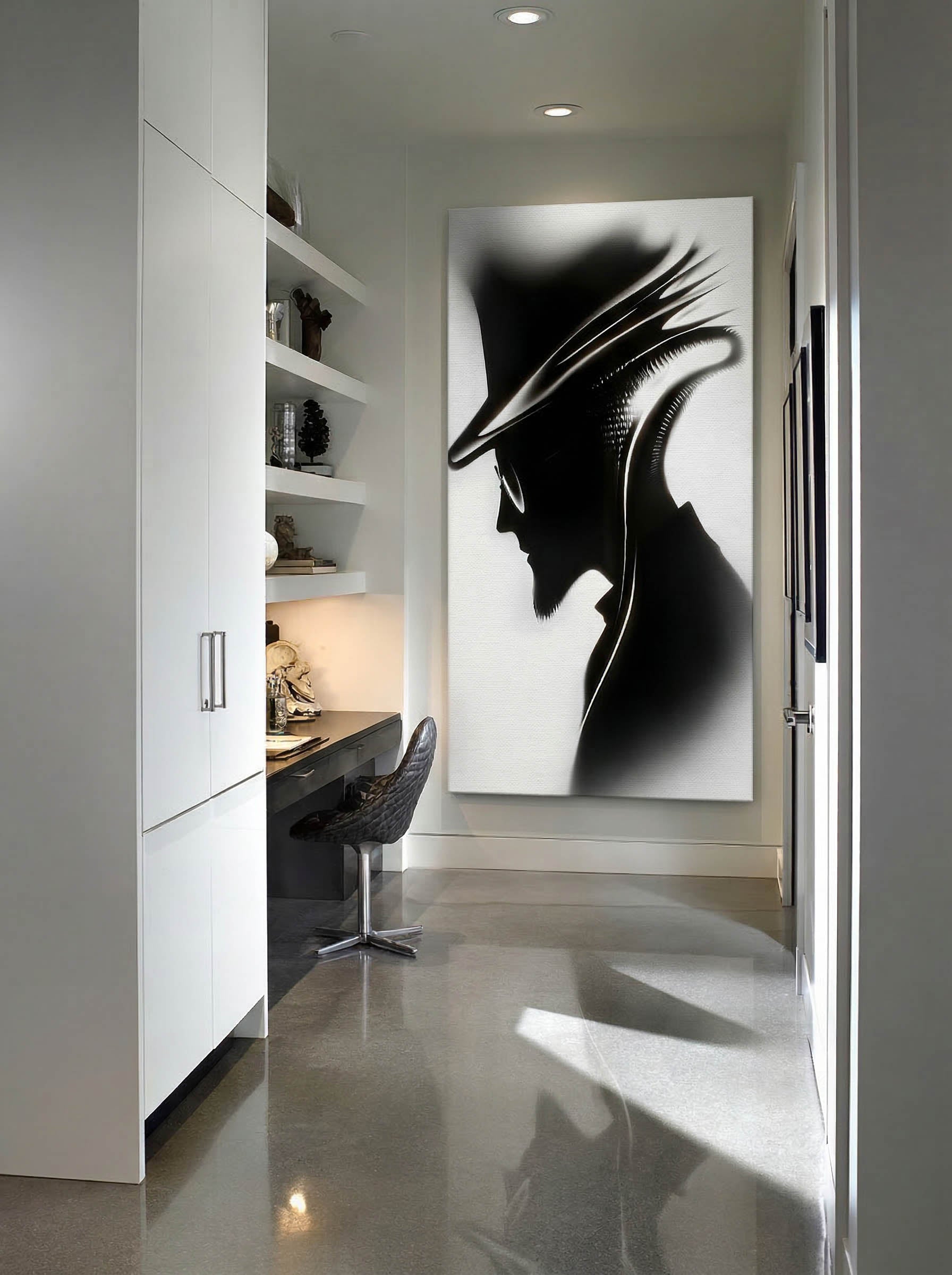 Noir Elegance – Surreal Futuristic Gentleman Wall Art 516