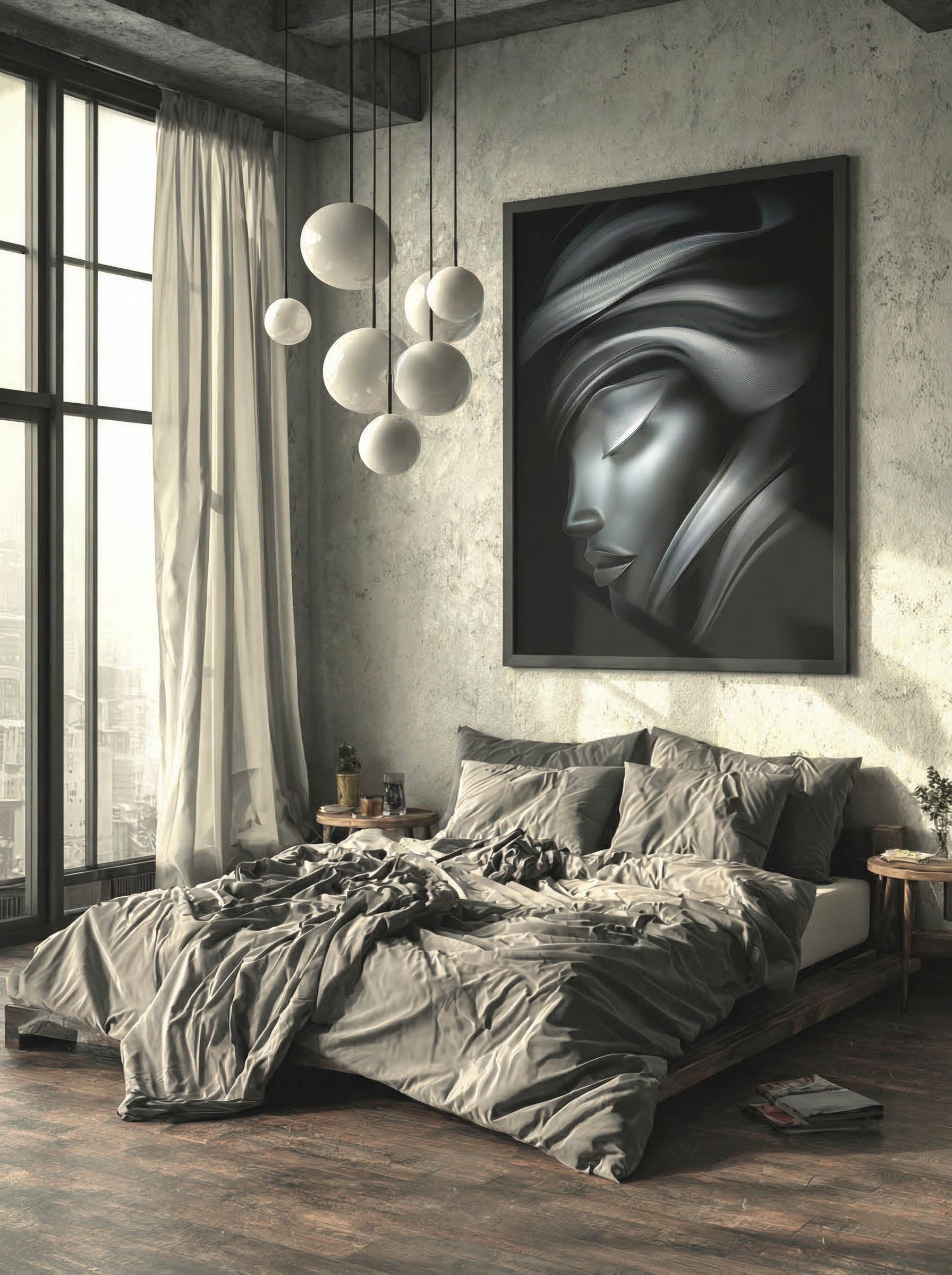 Shadow Grace – Surreal Wabi Sabi Portrait Wall Art 518