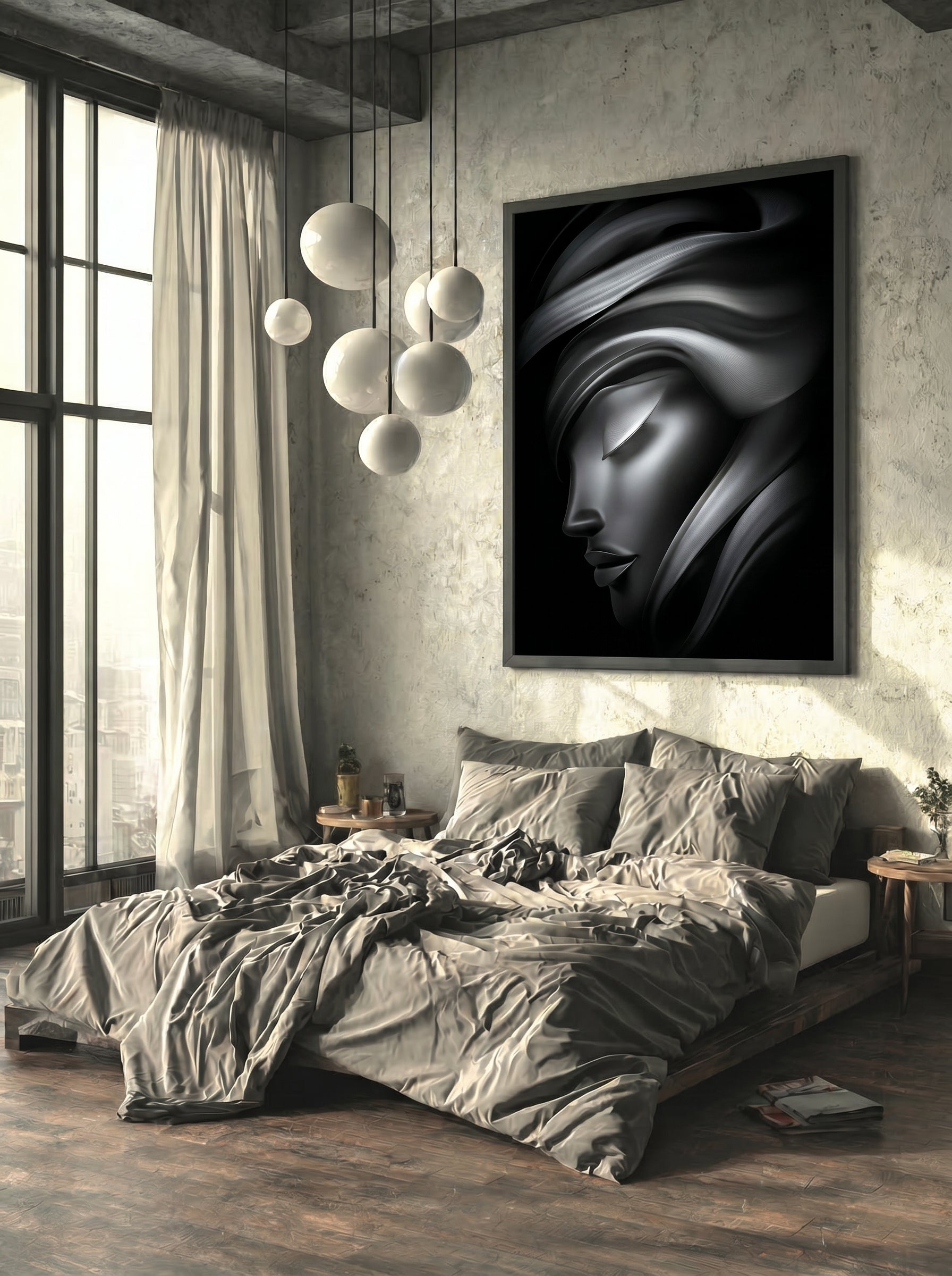 Shadow Grace – Surreal Wabi Sabi Portrait Wall Art 518