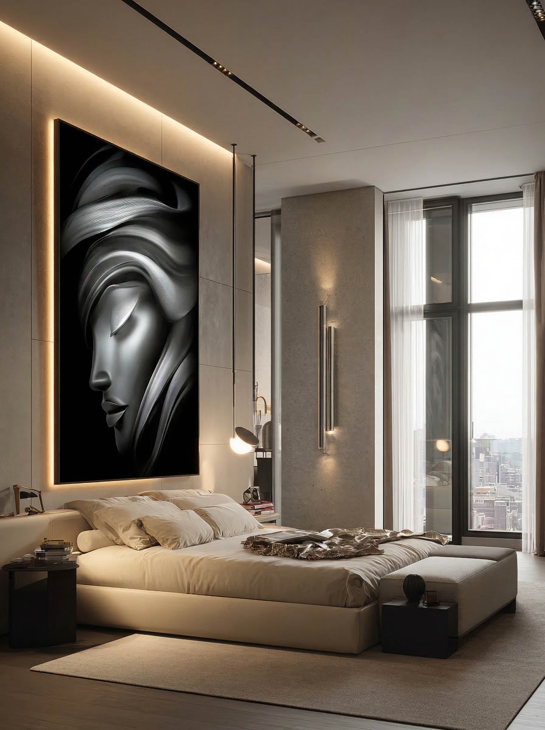 Shadow Grace – Surreal Wabi Sabi Portrait Wall Art 518