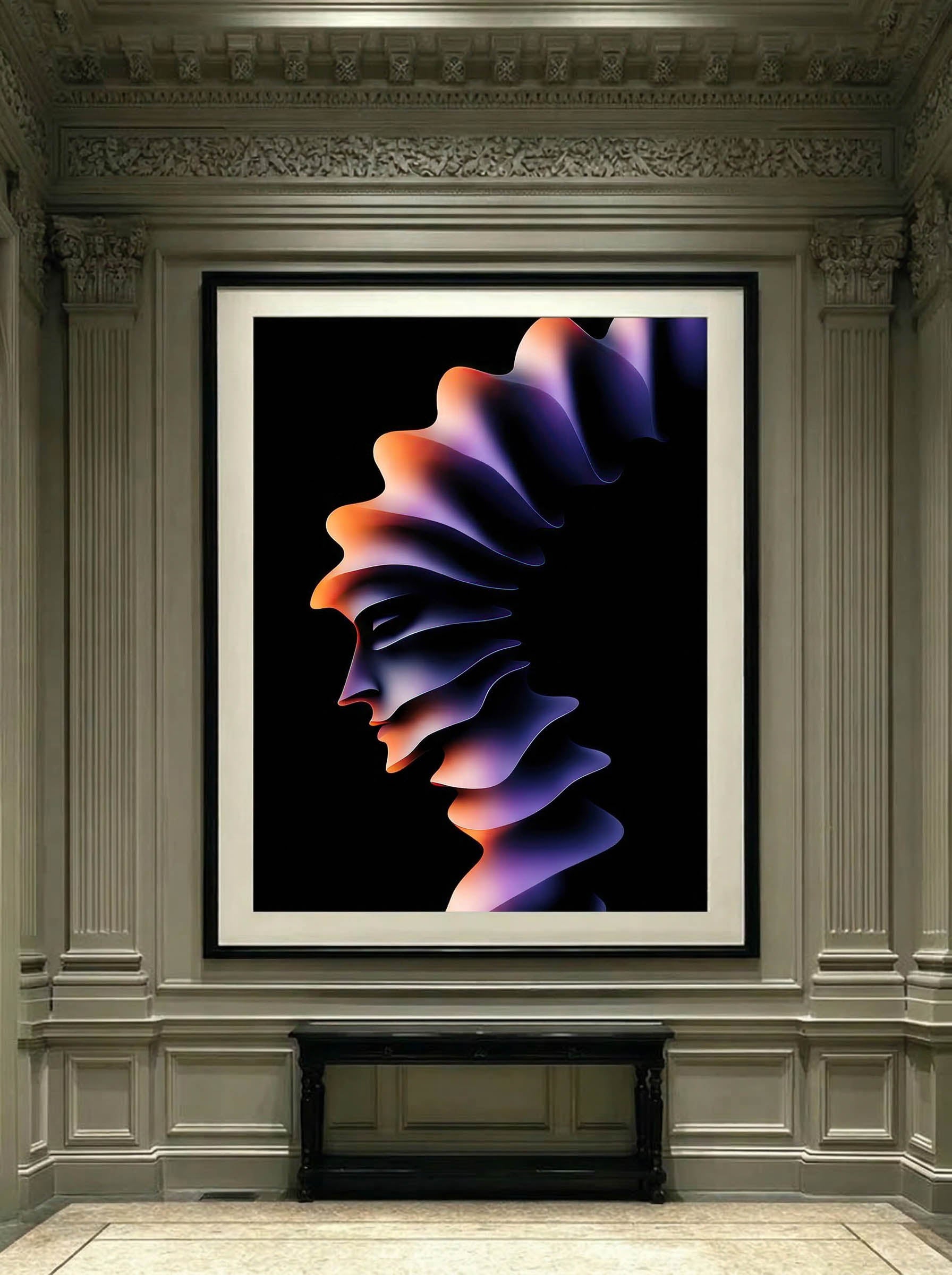 Prism Pulse – Surreal Purple Orange Portrait Wall Art 523 Secondary image