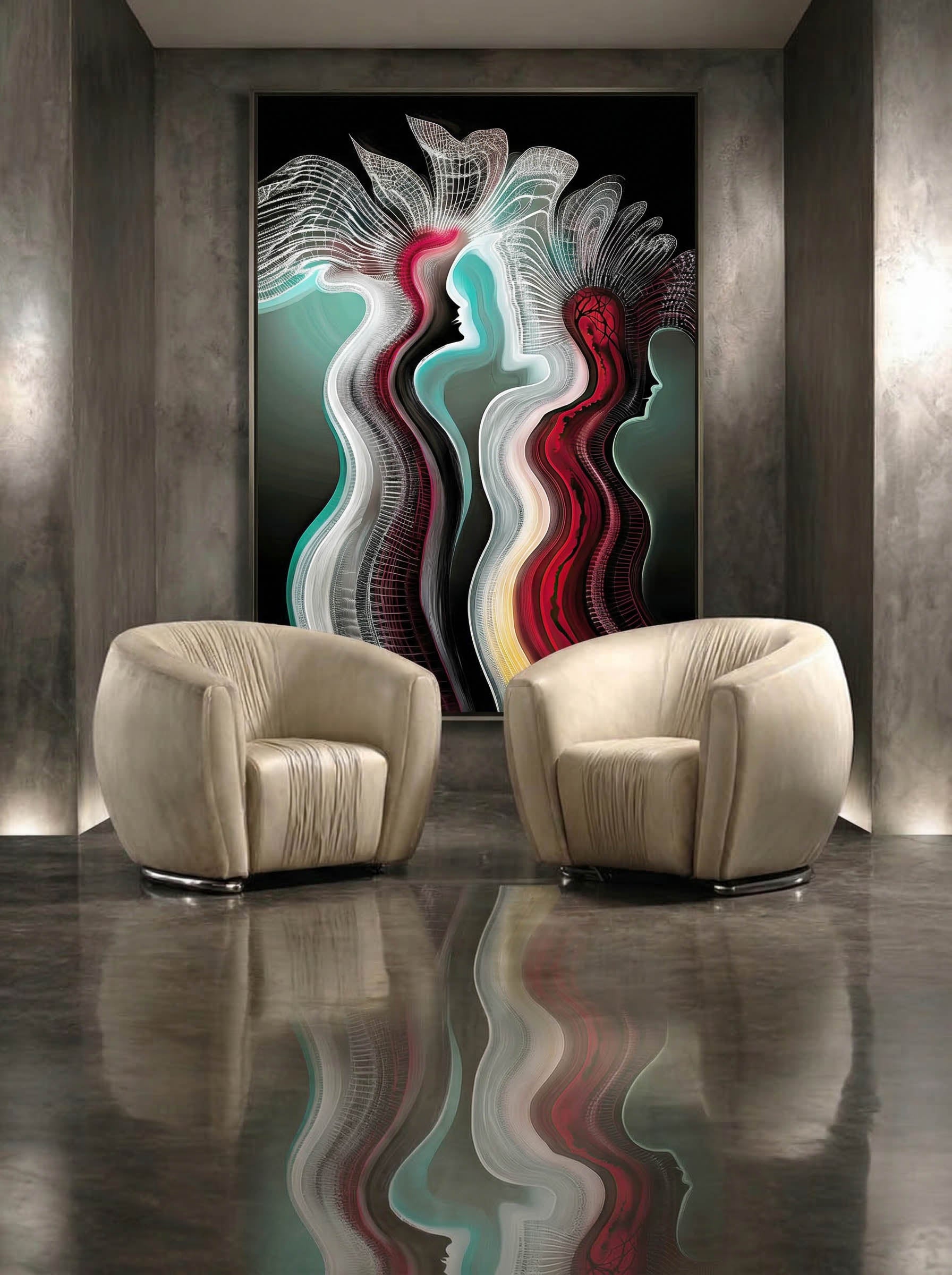 Luminous Echoes – Surreal Trio Silhouette Wall Art 527 Secondary image