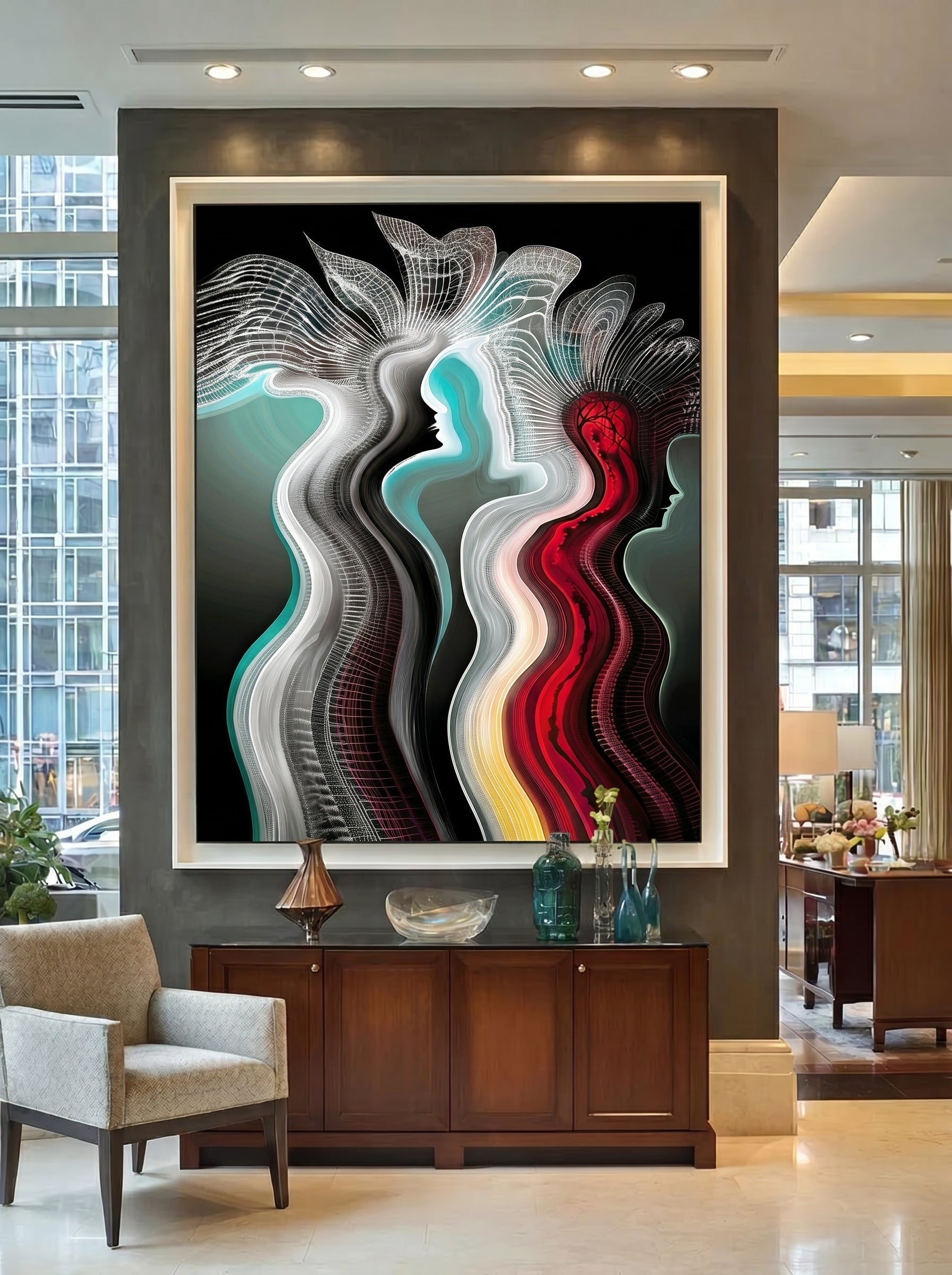 Luminous Echoes – Surreal Trio Silhouette Wall Art 527