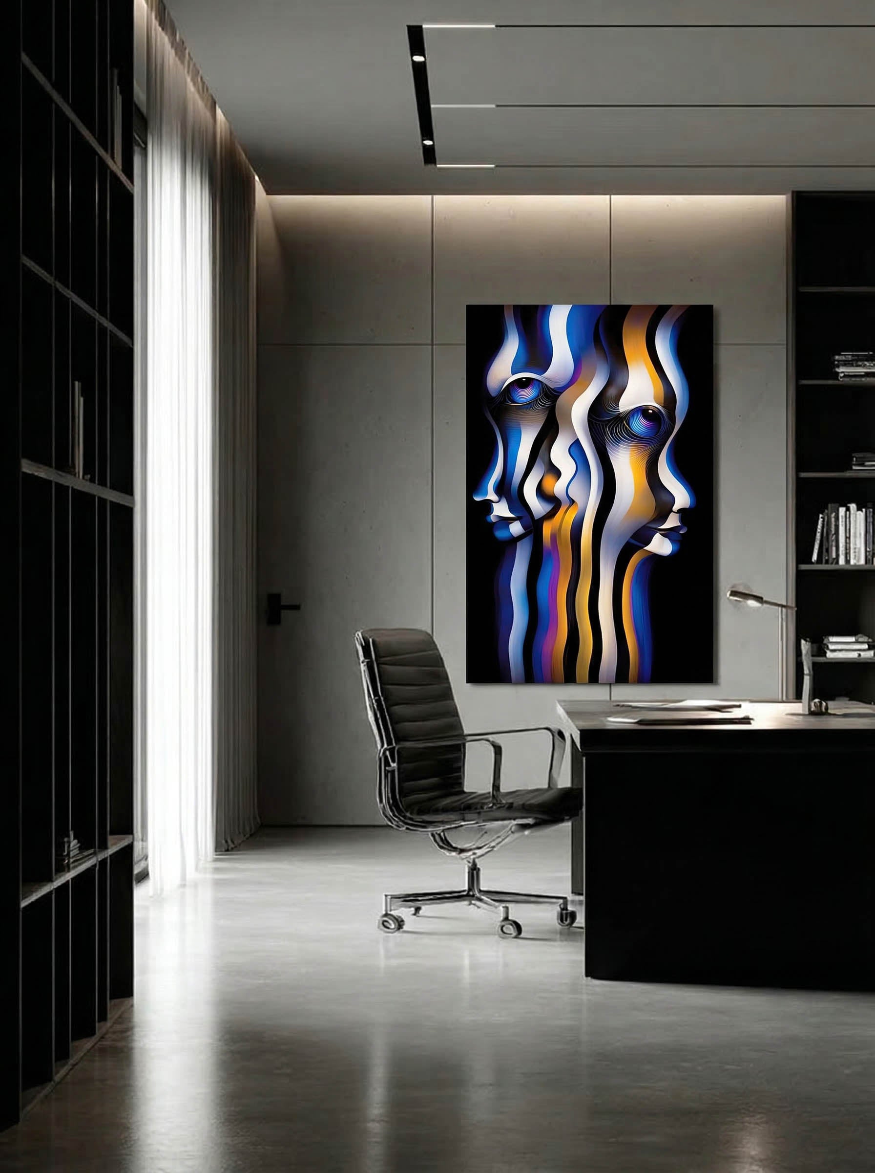 Divergent Vision – Surreal Blue Orange Portrait Wall Art 528