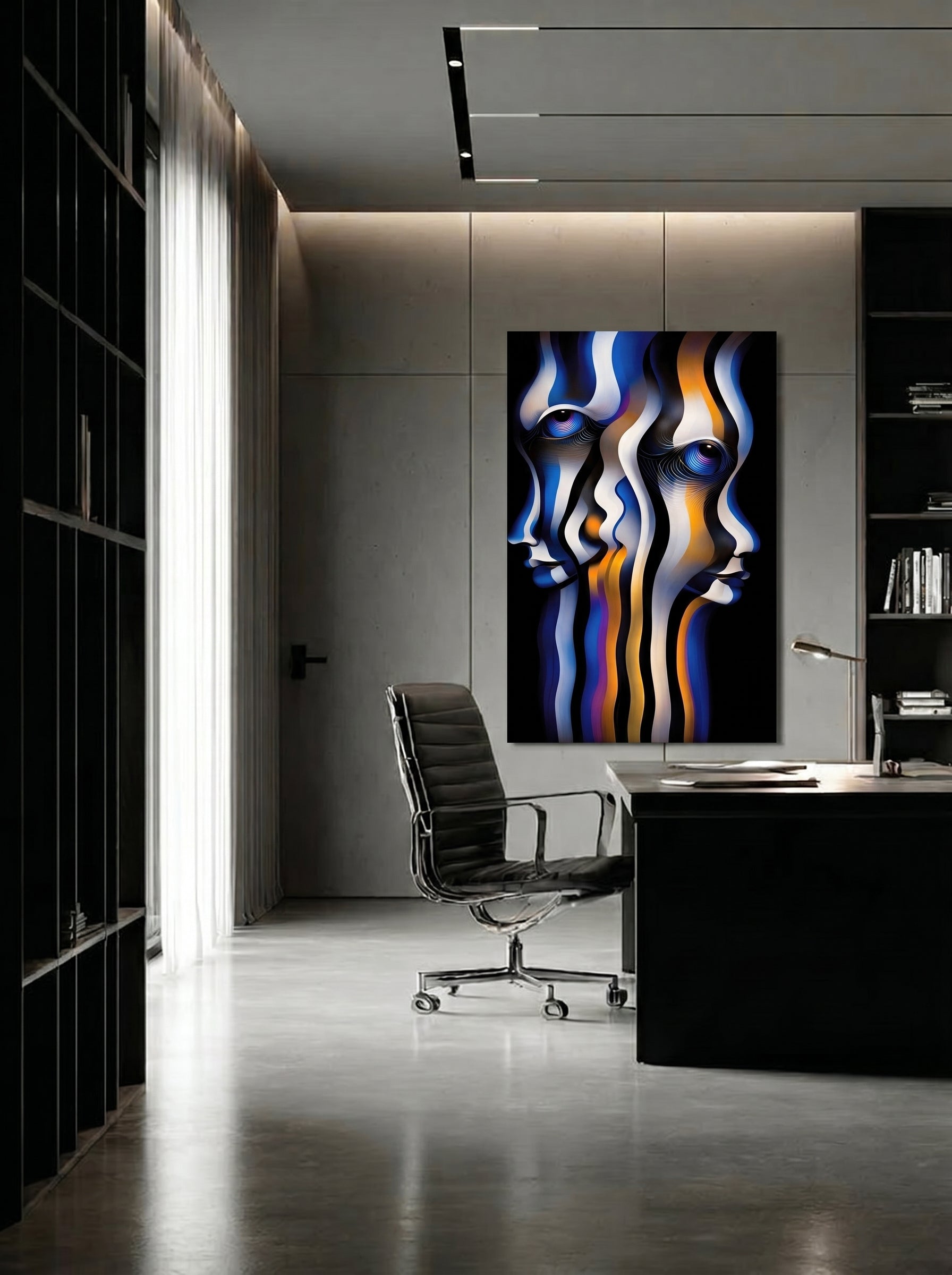 Divergent Vision – Surreal Blue Orange Portrait Wall Art 528