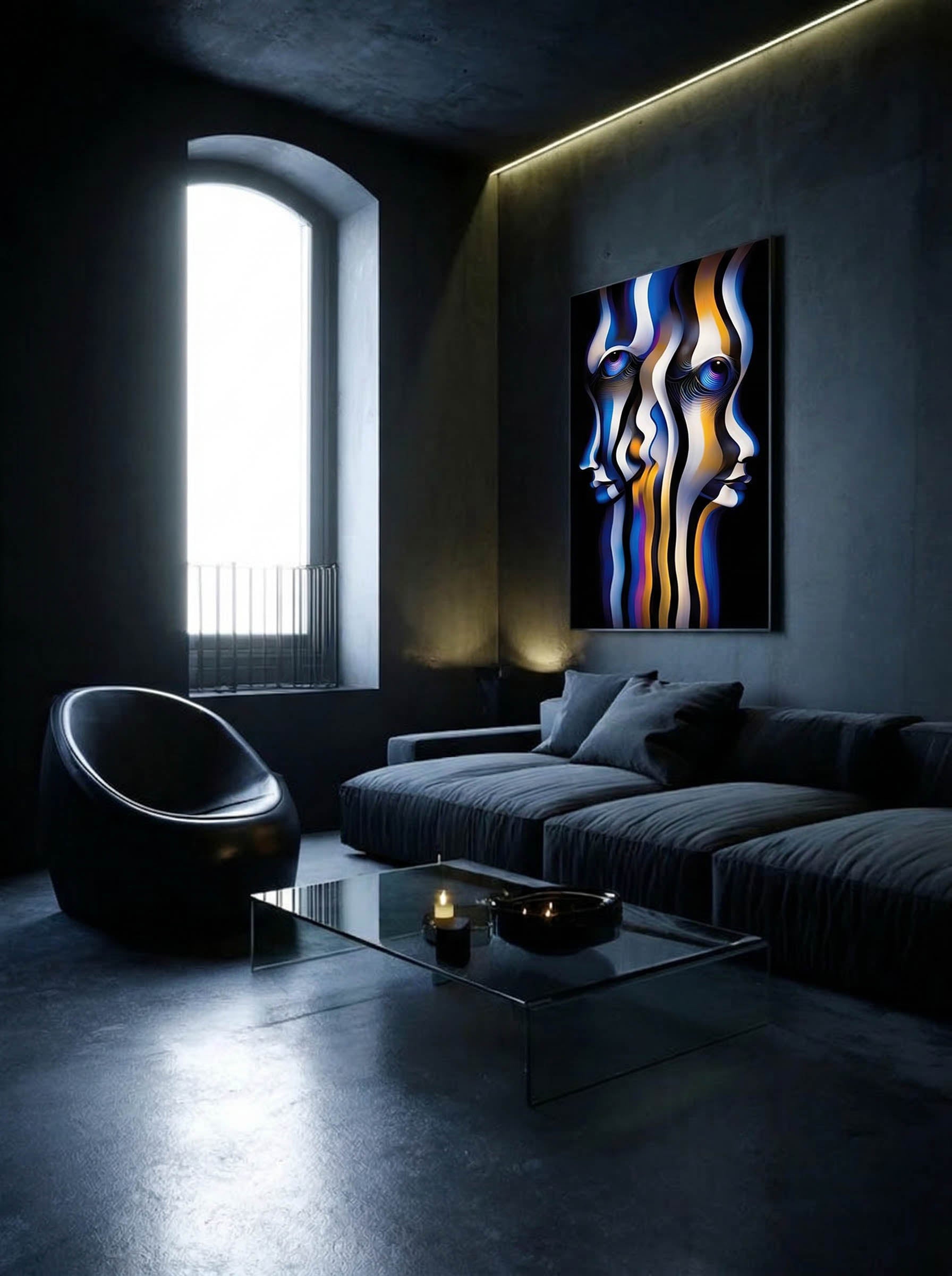 Divergent Vision – Surreal Blue Orange Portrait Wall Art 528