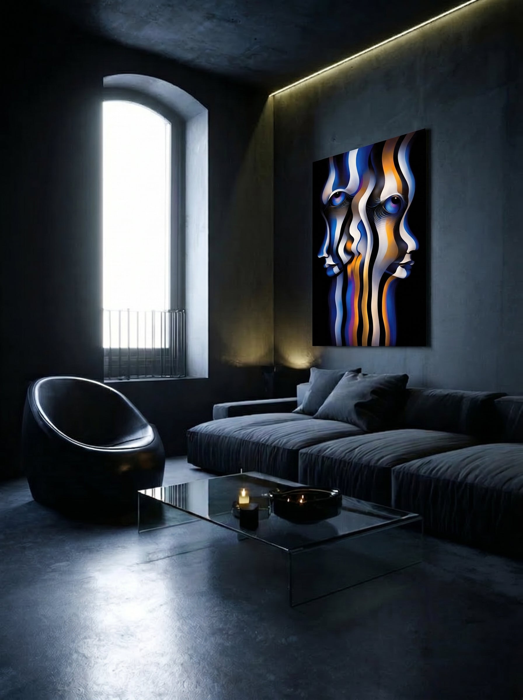 Divergent Vision – Surreal Blue Orange Portrait Wall Art 528