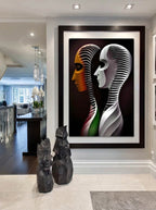 Synchronized Soul – Surreal Bronze Dual Portrait Wall Art 529