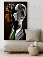 Synchronized Soul – Surreal Bronze Dual Portrait Wall Art 529