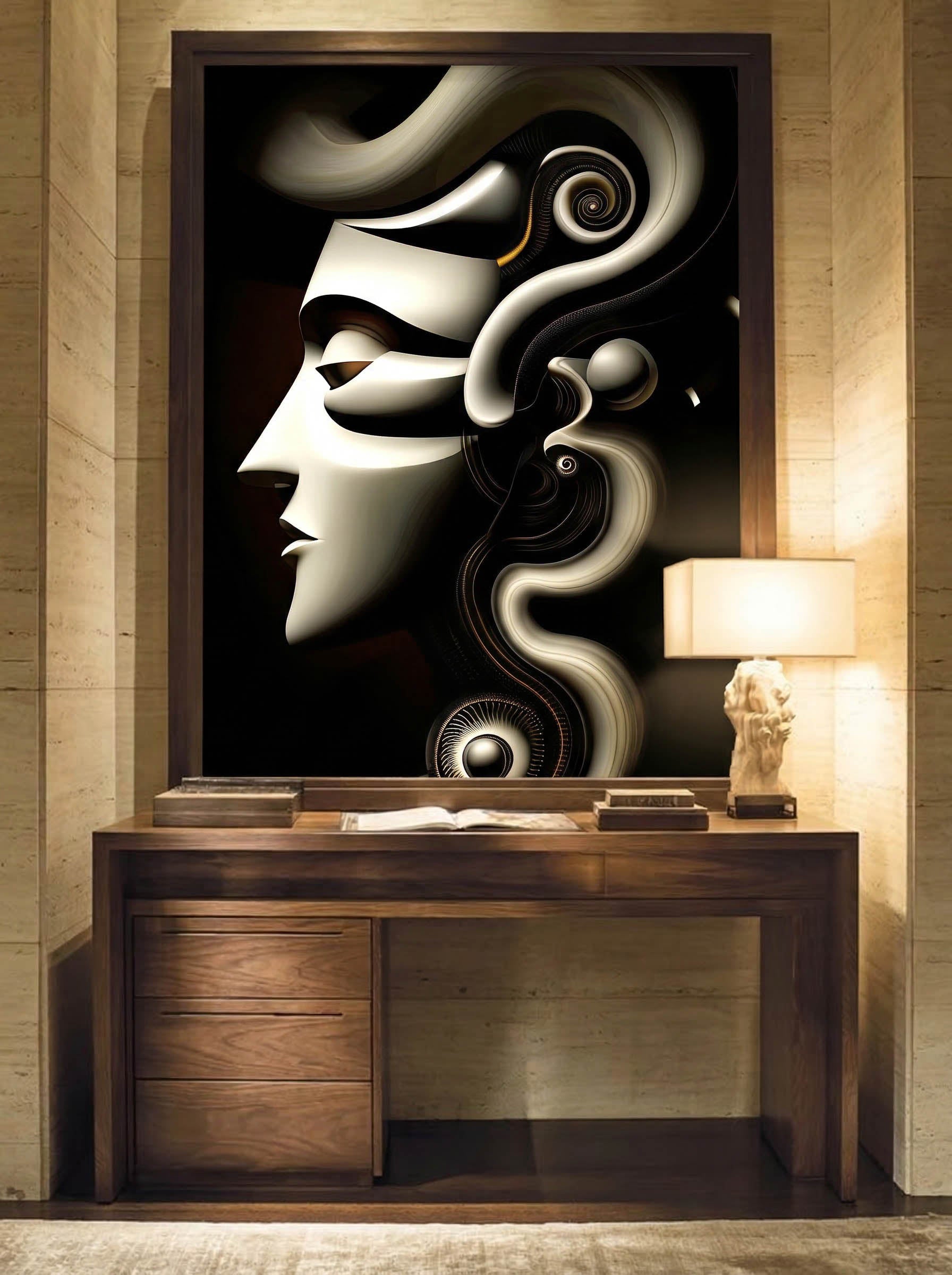 Mechanical Muse – Surreal Sculptural Portrait Wall Art 531