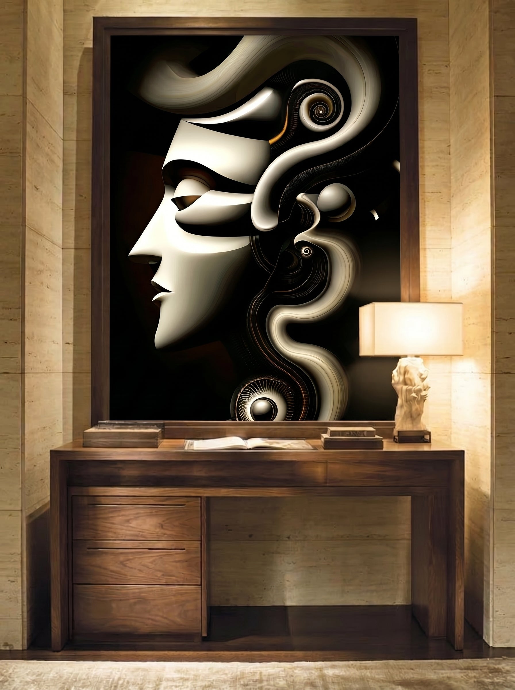 Mechanical Muse – Surreal Sculptural Portrait Wall Art 531