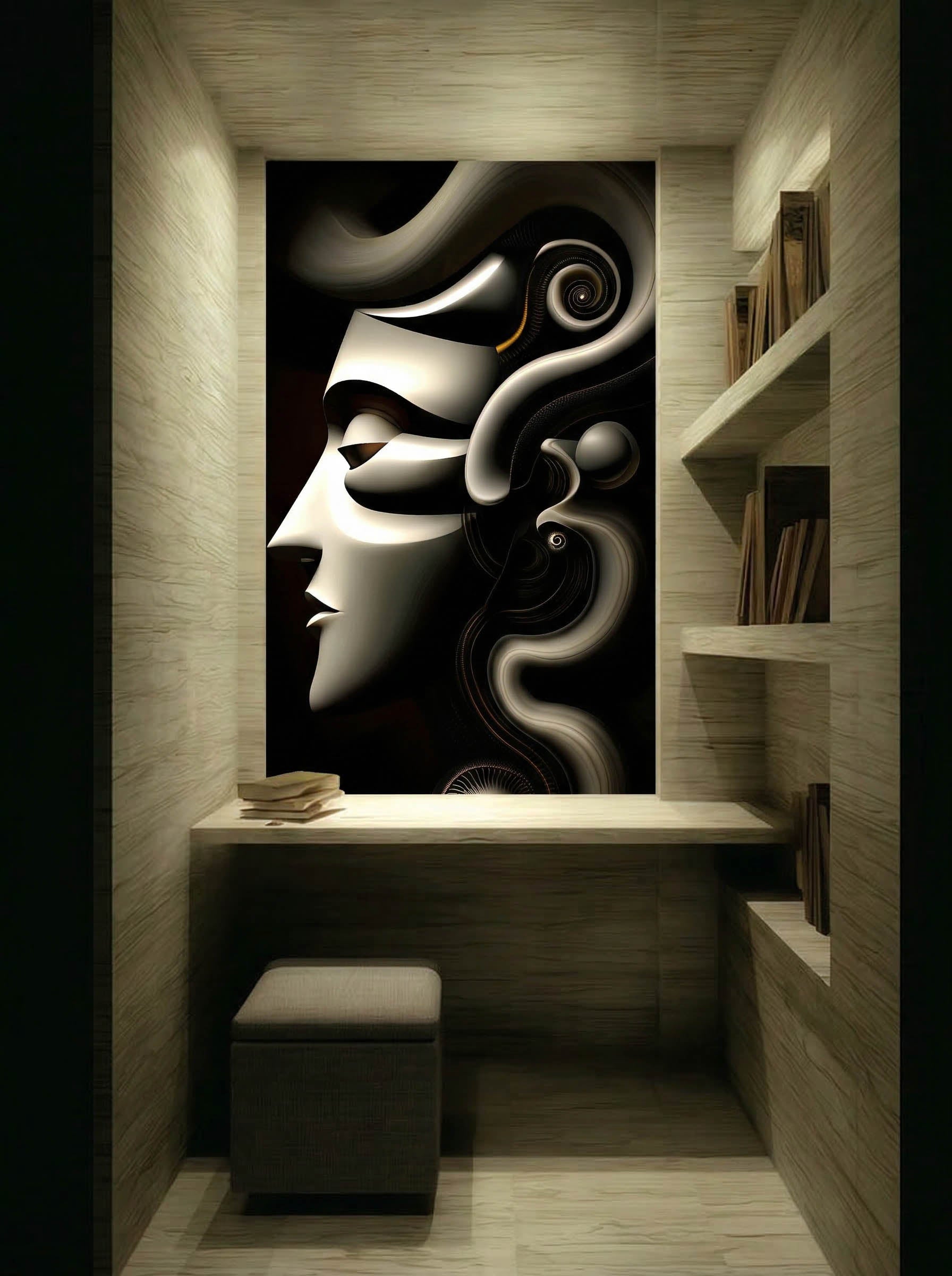 Mechanical Muse – Surreal Sculptural Portrait Wall Art 531