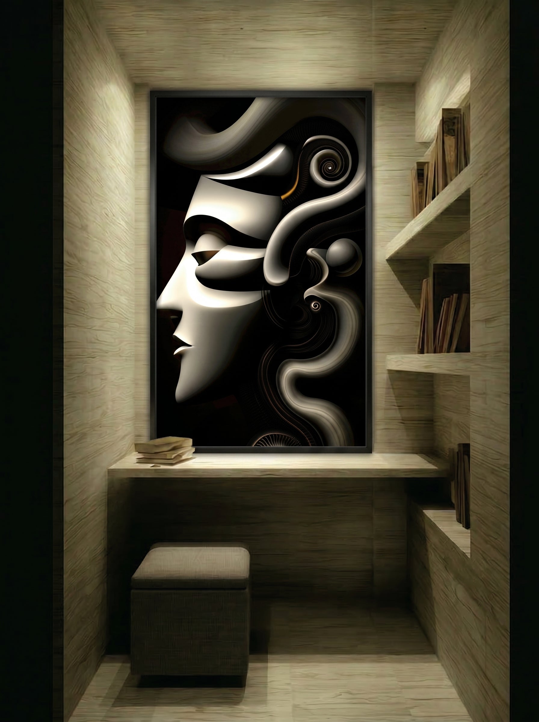 Mechanical Muse – Surreal Sculptural Portrait Wall Art 531