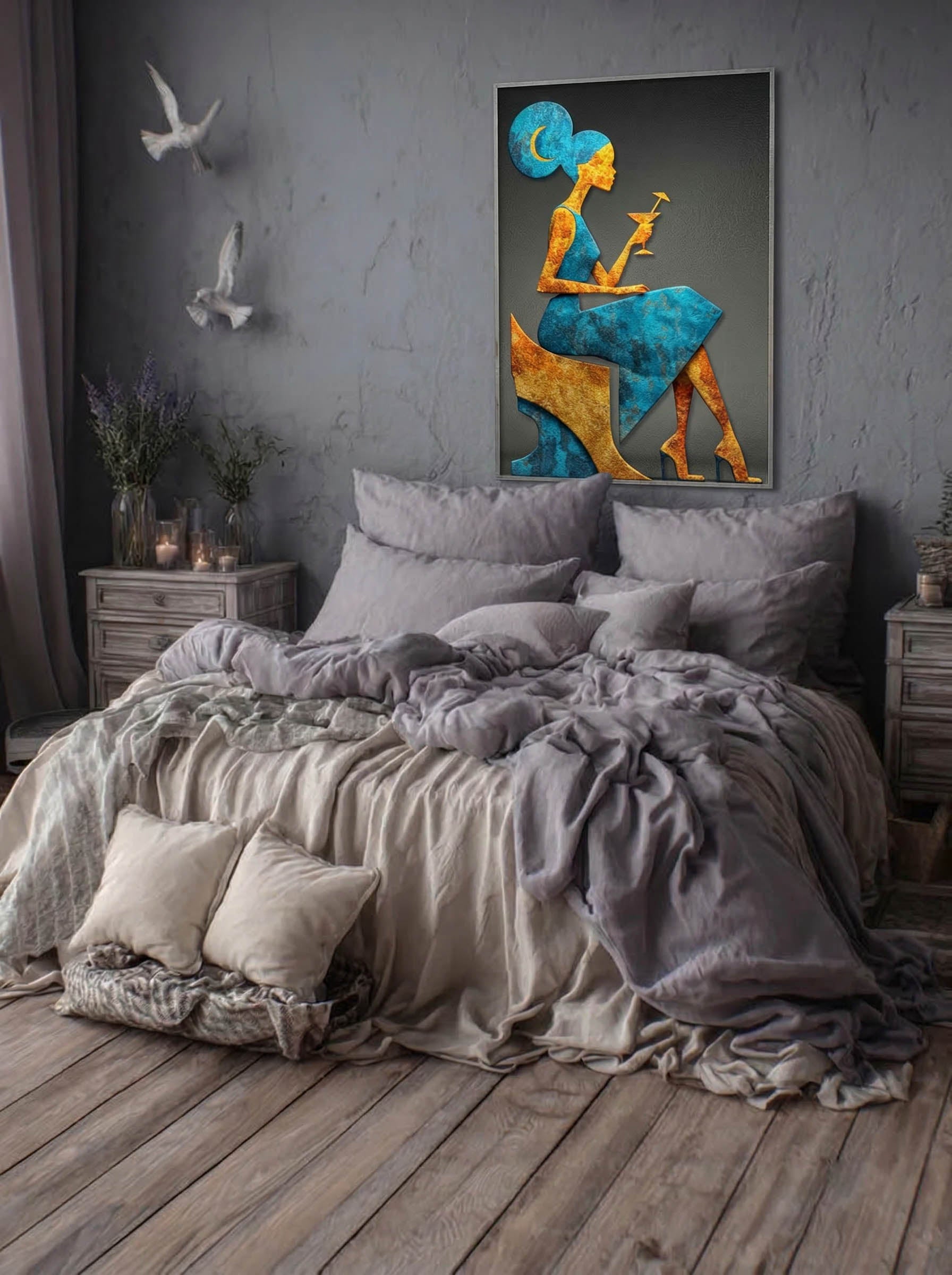 Evening Reverie – Surreal Elegant Silhouette Wall Art 536