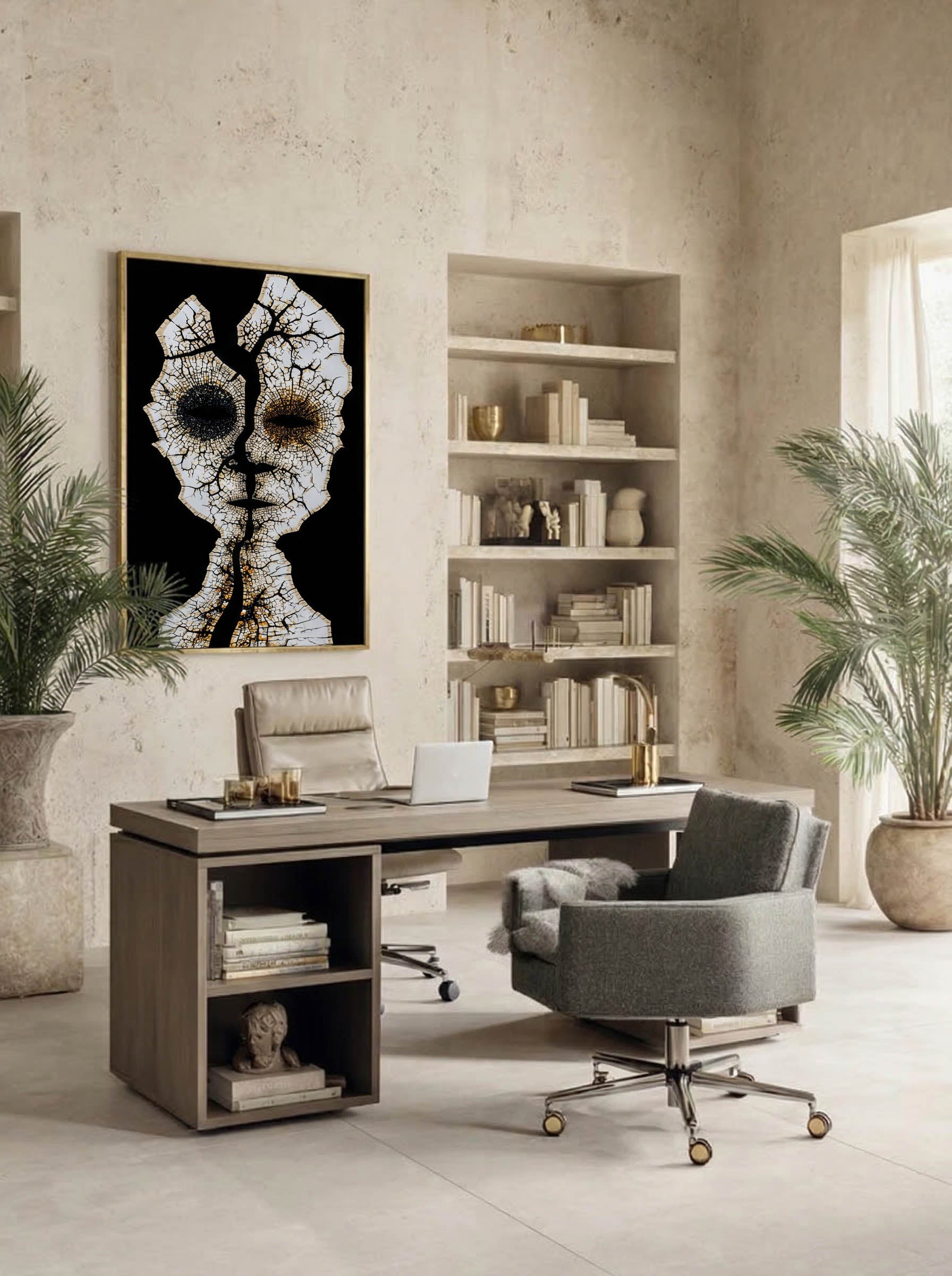 Fractured Soul – Surreal Divided Identity Wall Art 537