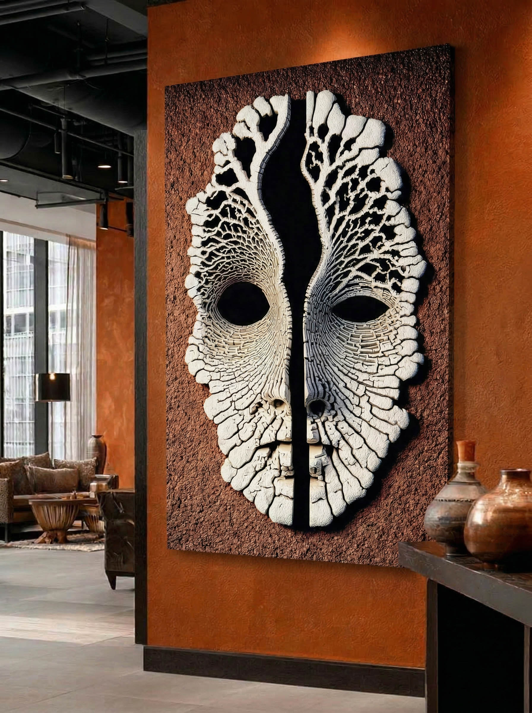 Neural Divide – Surreal Minimalist Mask Wall Art 538 Secondary image