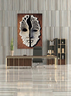 Neural Divide – Surreal Minimalist Mask Wall Art 538