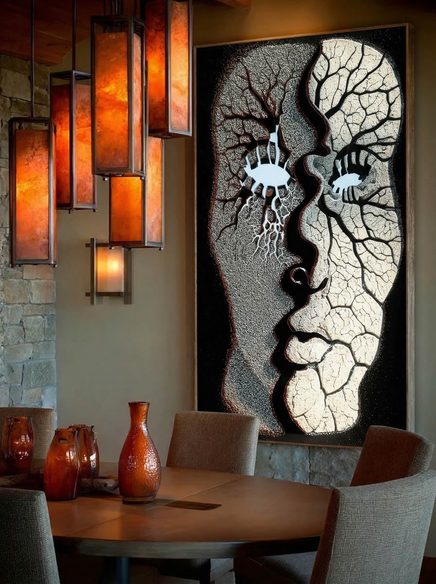 Divided Reflection – Surreal Fractured Duality Wall Art 539