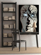 Divided Reflection – Surreal Fractured Duality Wall Art 539