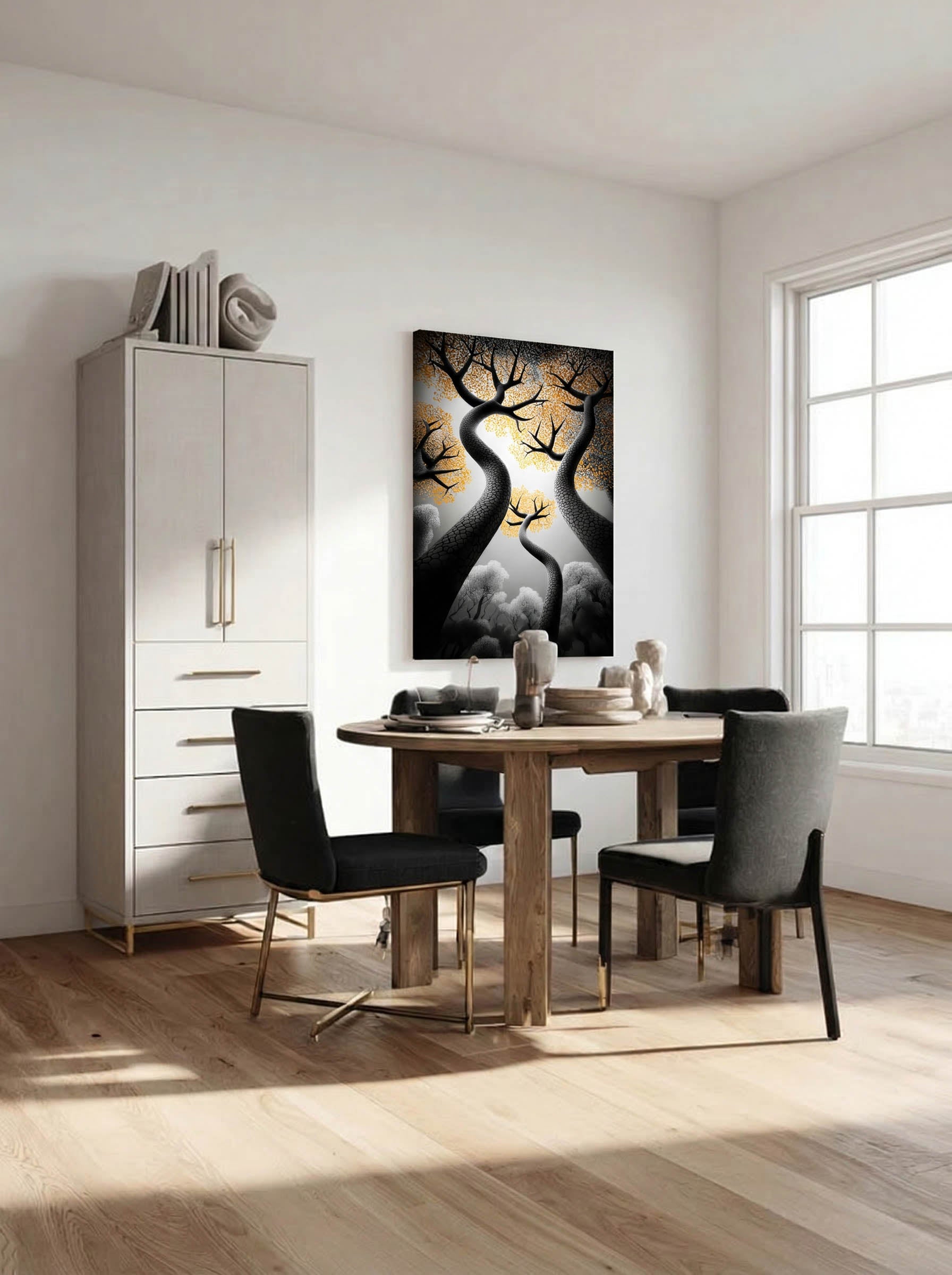 Golden Ascent – Surreal Autumn Forest Wall Art 541