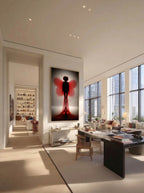 Crimson Silhouette – Surreal Minimalist Wings Wall Art 543
