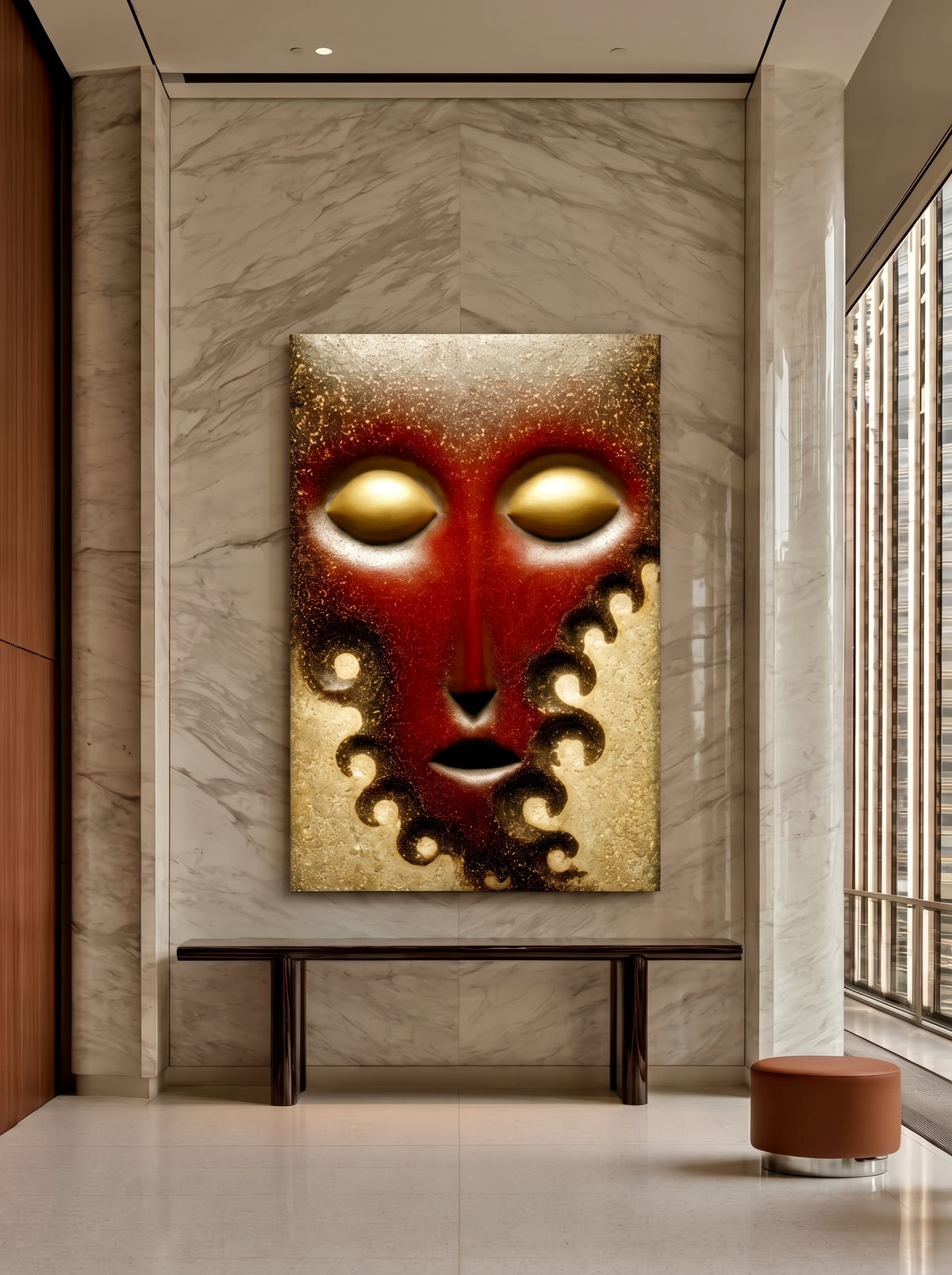 Crimson Sculptural Face 547