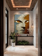 Stone Whisper – Surreal Dual-Tone Mask Wall Art 548