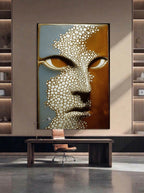 Stone Whisper – Surreal Dual-Tone Mask Wall Art 548