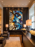 Azure Fissure – Surreal Weathered Portrait Wall Art 549