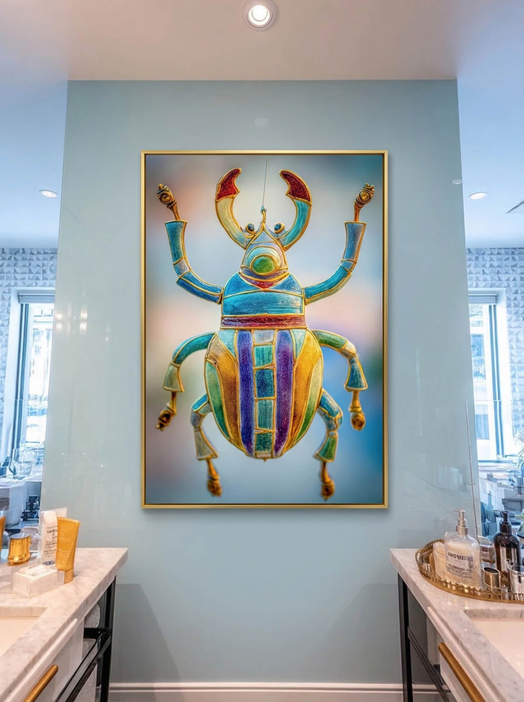 Jeweled Guardian – Surreal Insect Portrait Wall Art 552