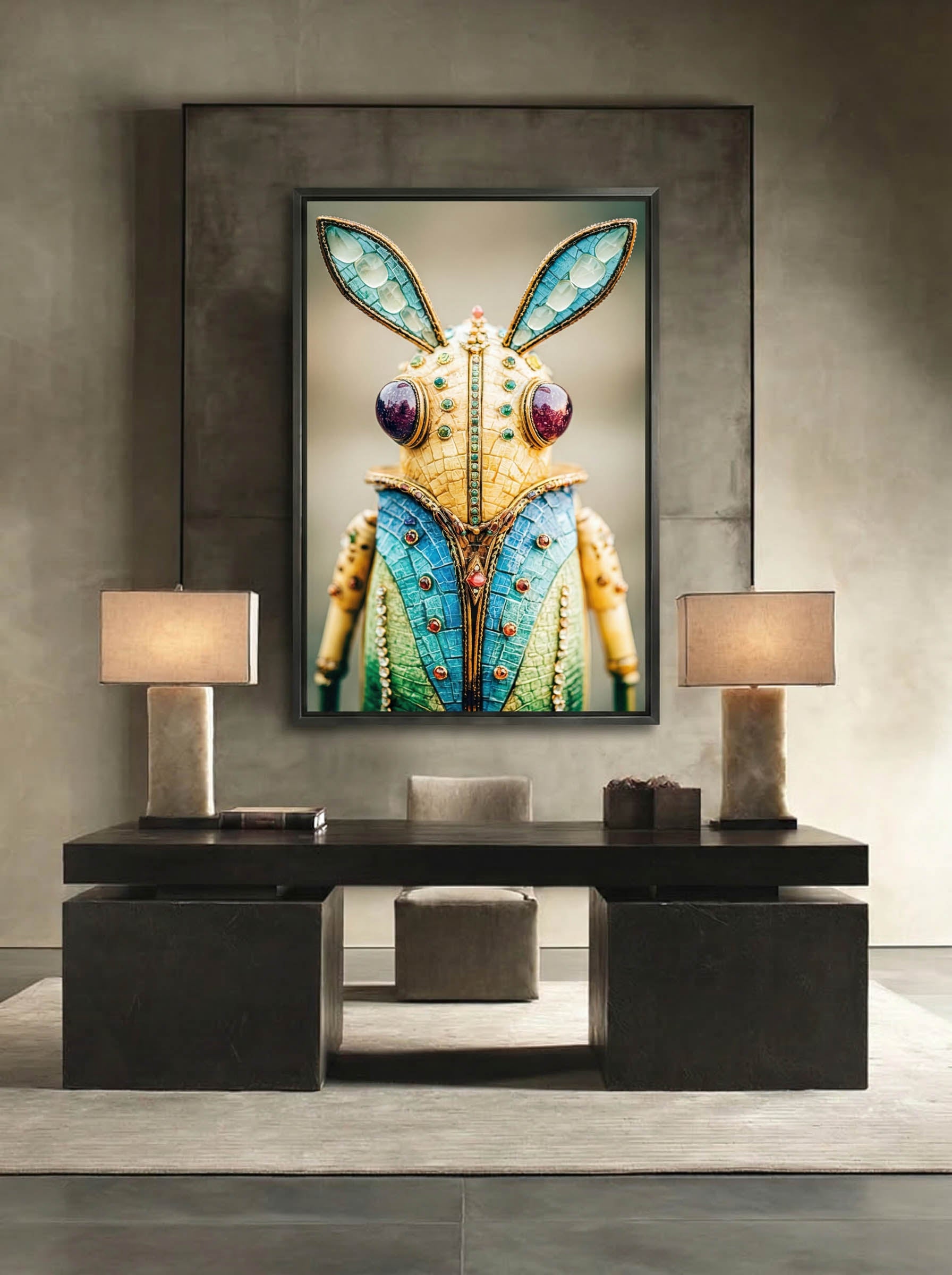 Jeweled Sentinel – Surreal Mosaic Portrait Wall Art 553