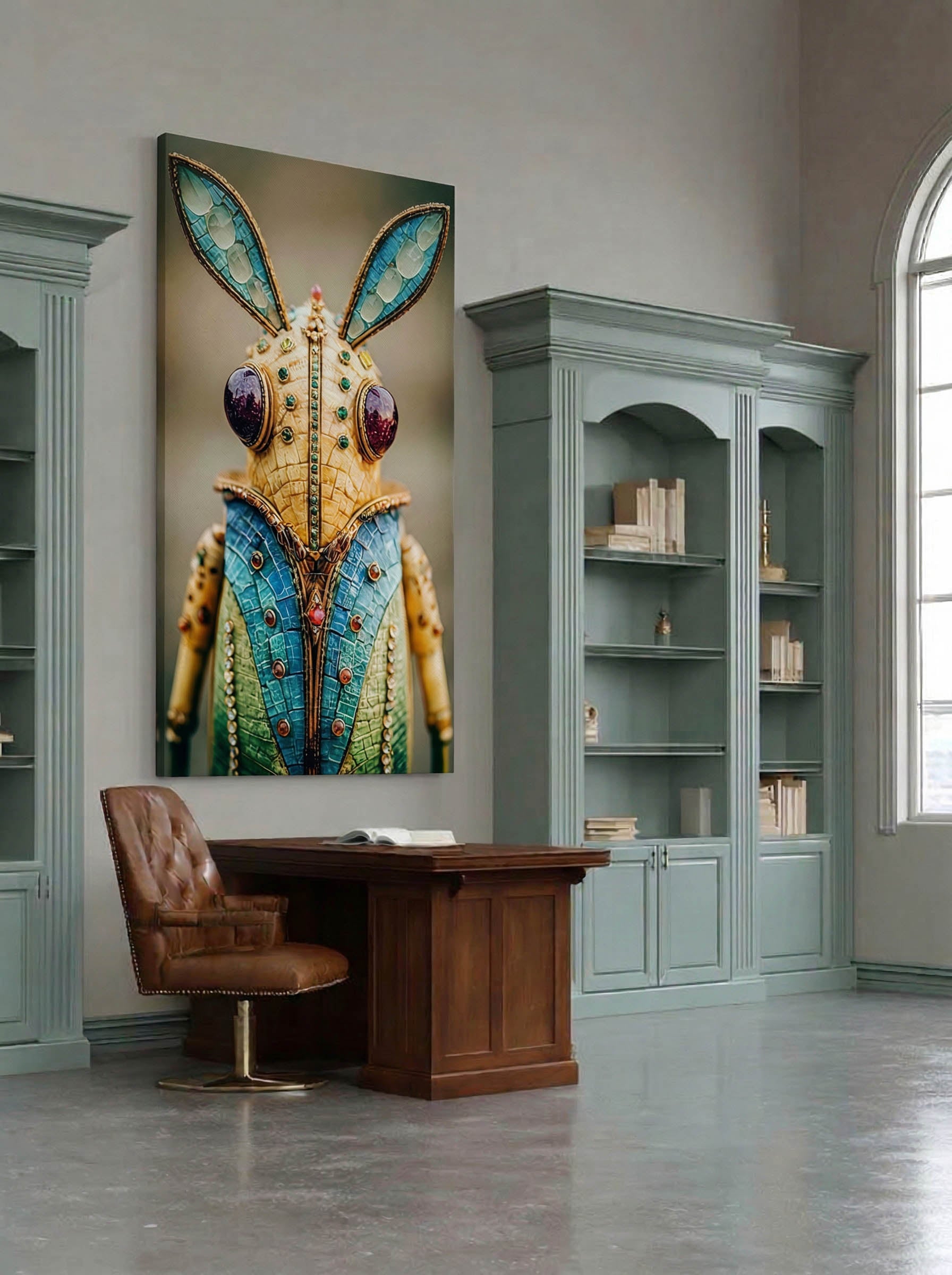 Jeweled Sentinel – Surreal Mosaic Portrait Wall Art 553