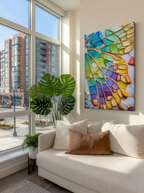 Prism Wing – Surreal Jewel-Tone Geometric Wall Art 554