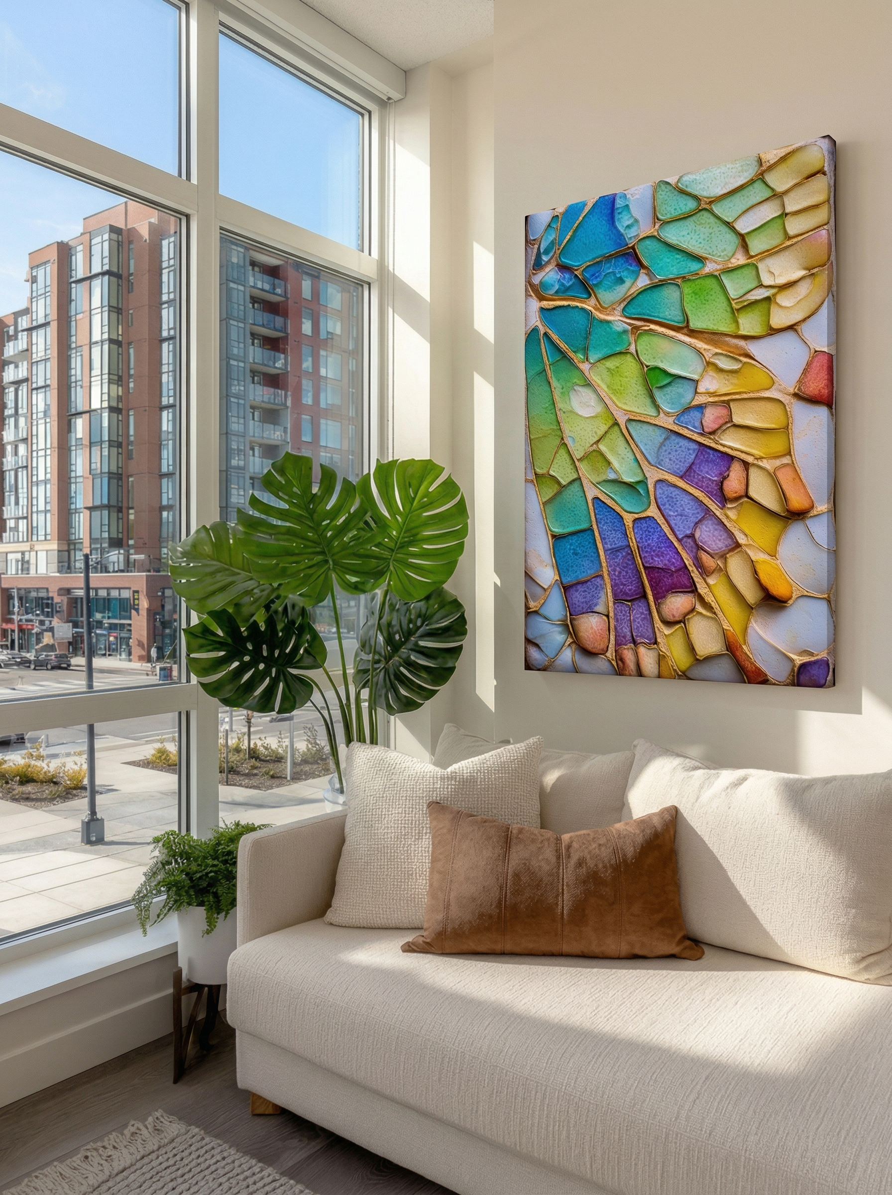 Prism Wing – Surreal Jewel-Tone Geometric Wall Art 554