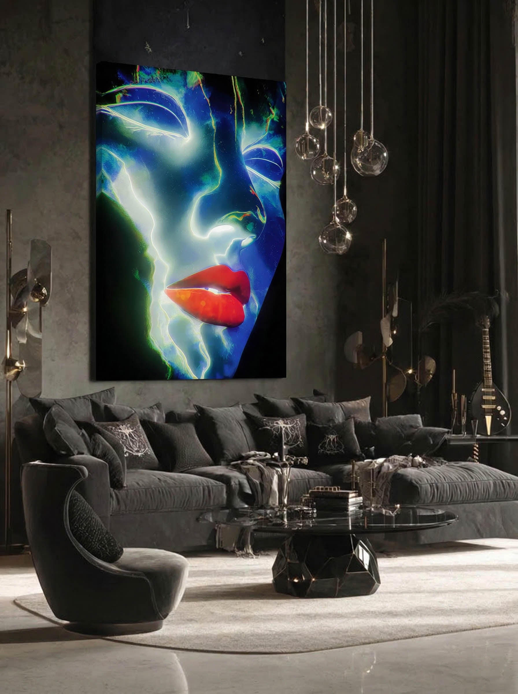 Luminous Dream – Surreal Indigo Portrait Wall Art 558