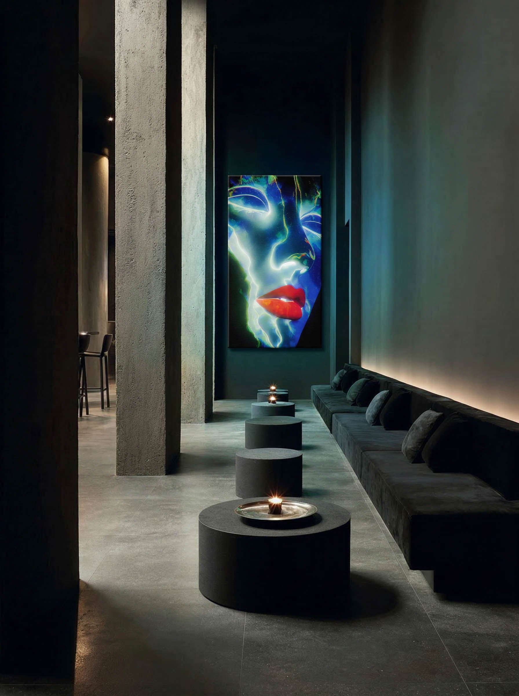Luminous Dream – Surreal Indigo Portrait Wall Art 558