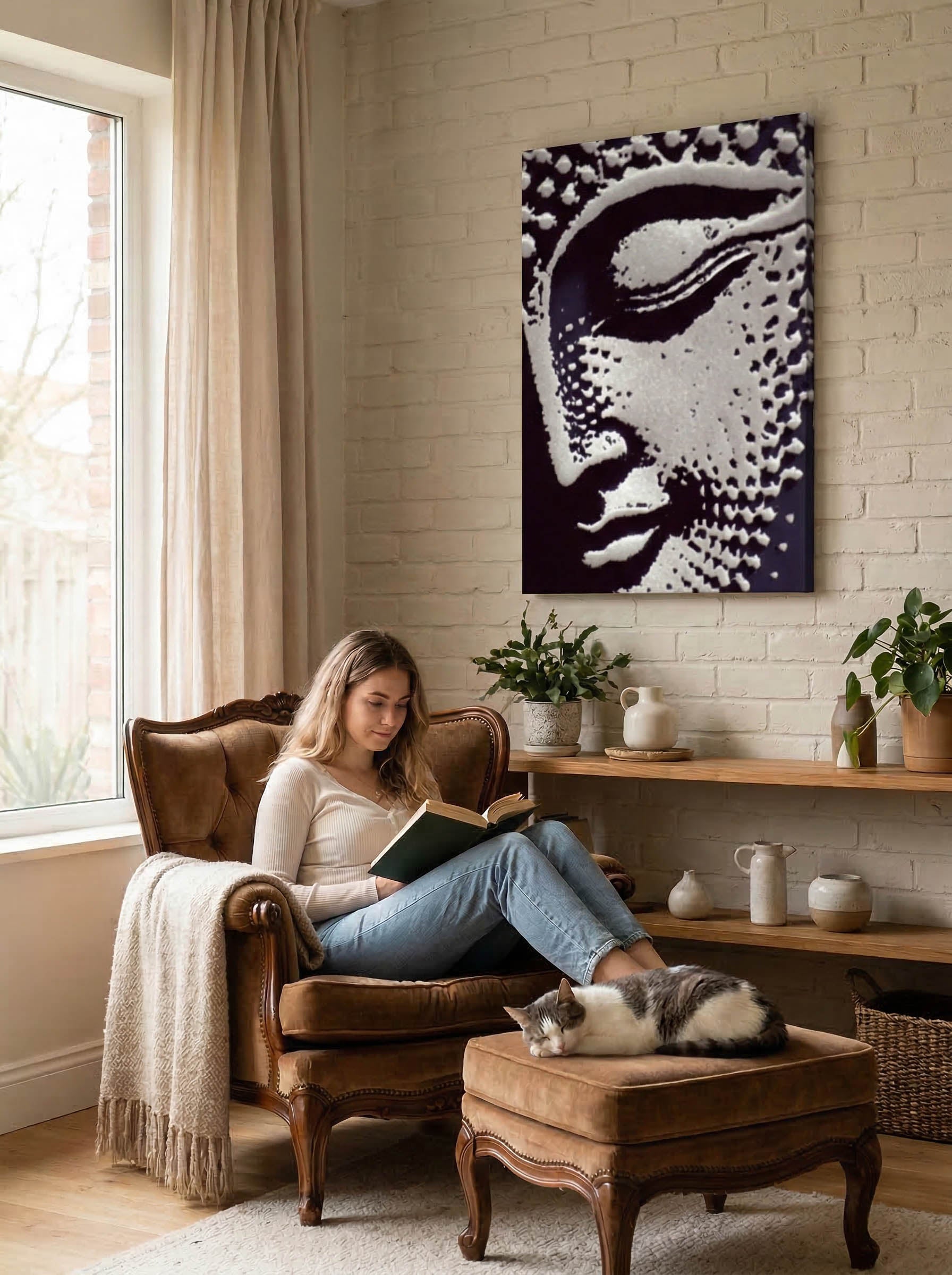 Echoes of Silence – Surreal Stipple Portrait Wall Art 559