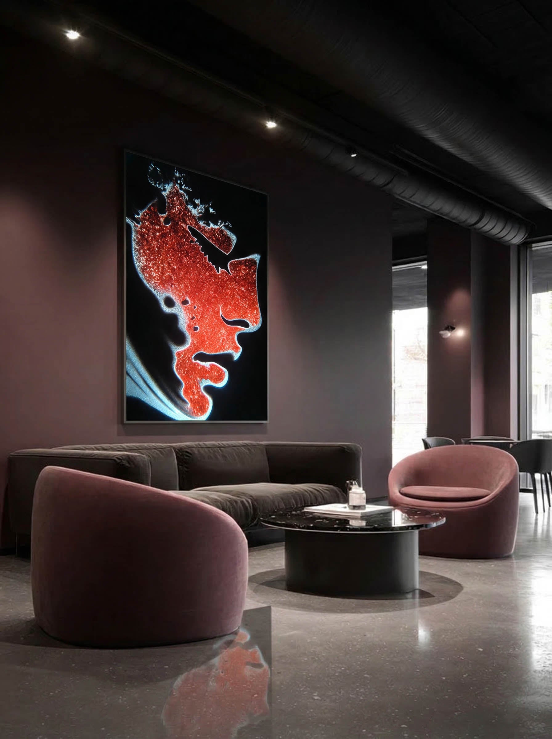 Cinnabar Flow – Surreal Abstract Crimson Wall Art 560