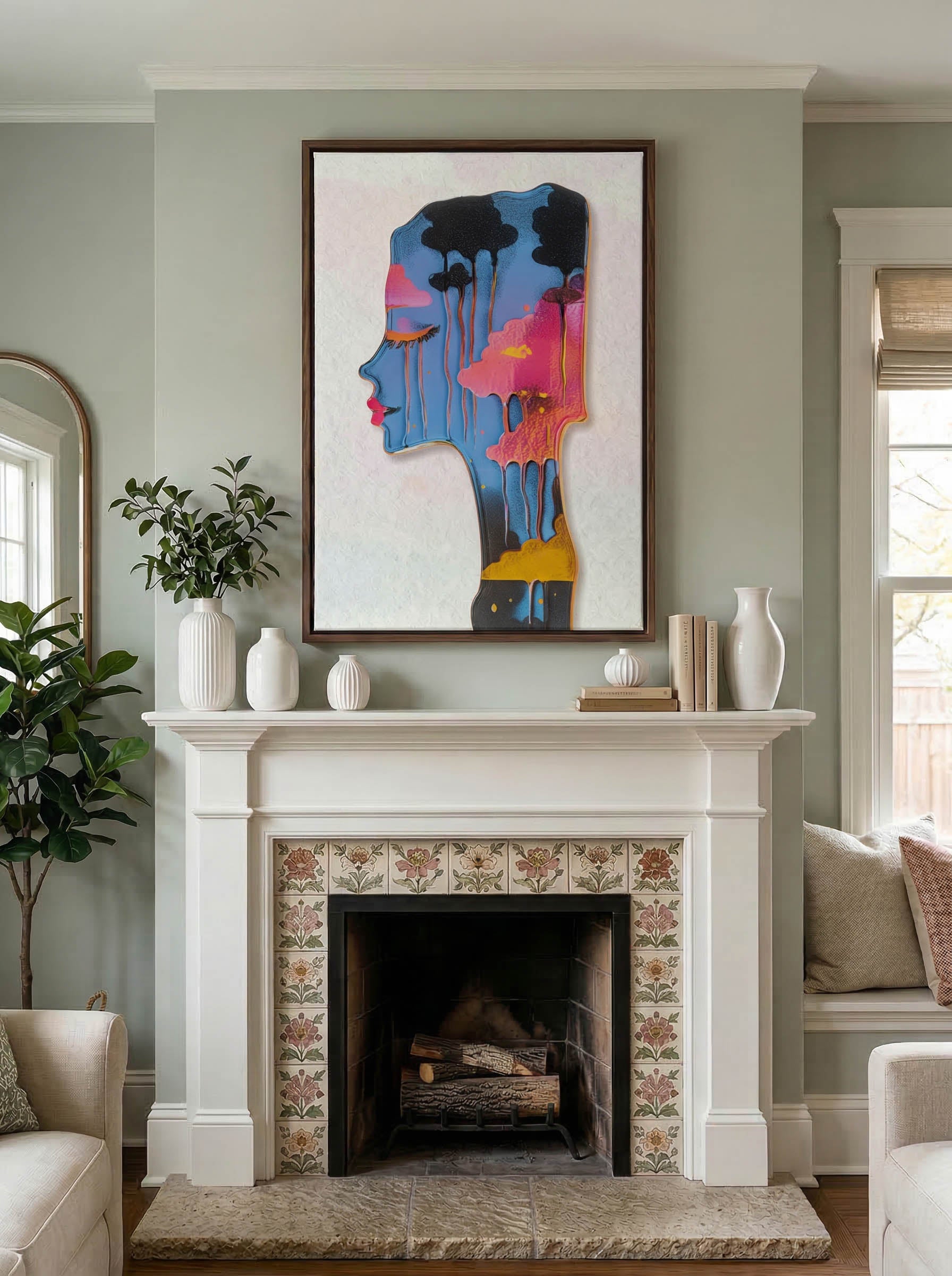 Liquid Skyline – Surreal Vibrant Profile Wall Art 562