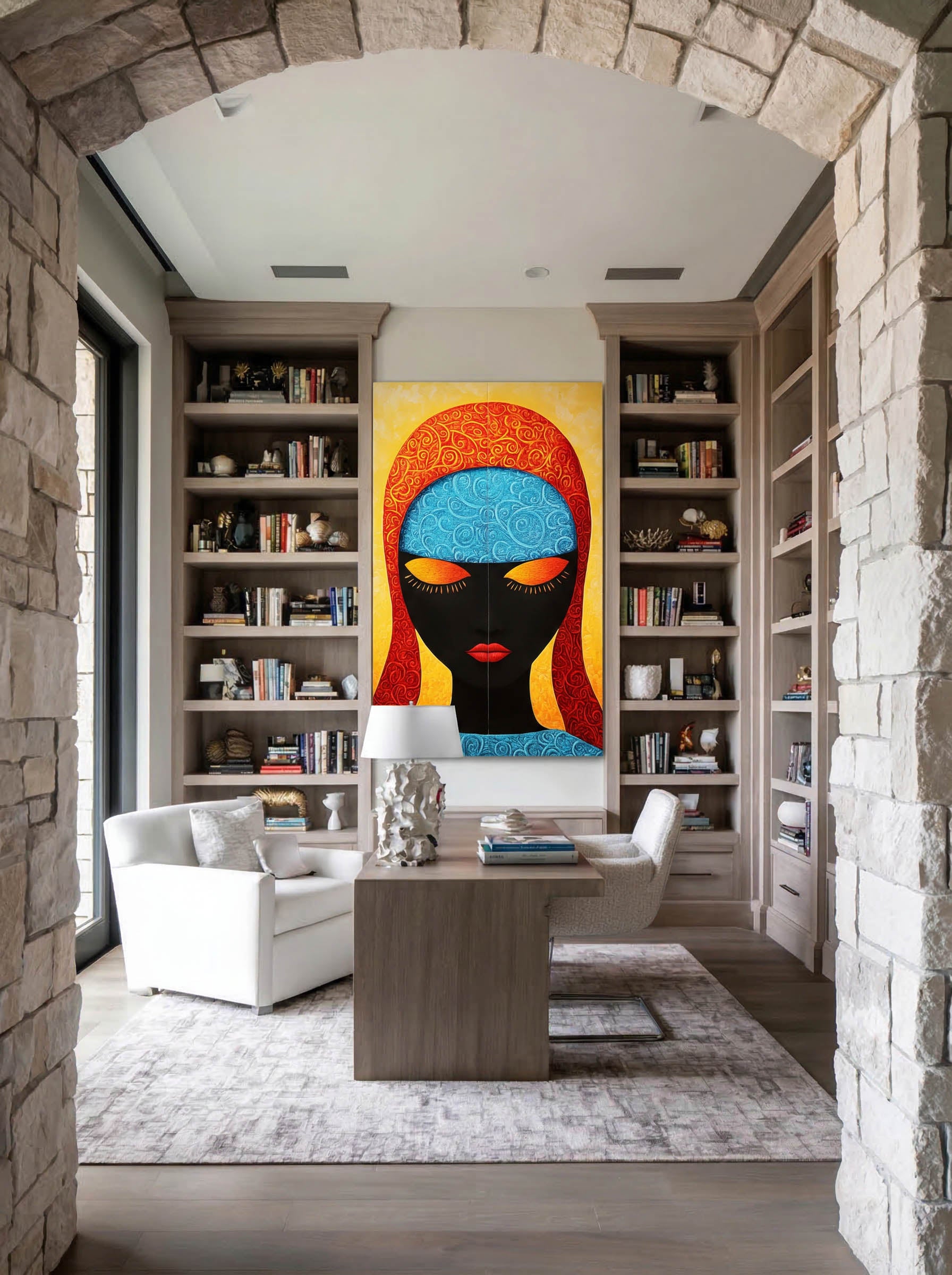 Swirl and Silence – Surreal Folk Psychedelic Wall Art 570