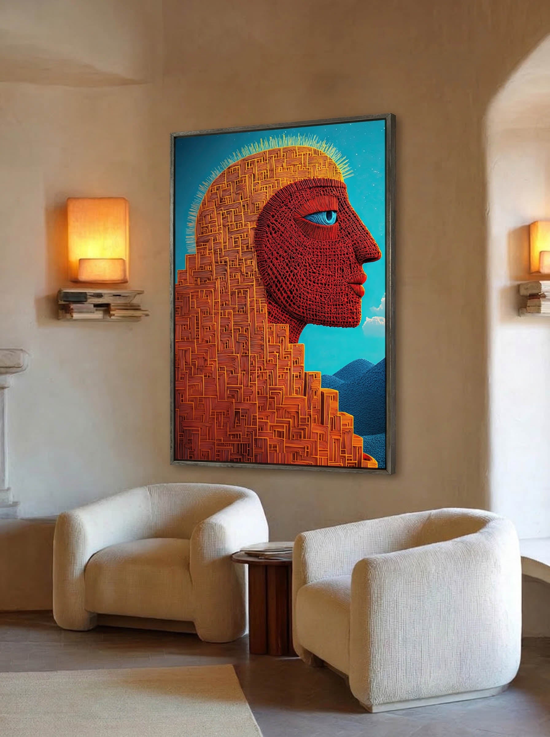 Ochre Monument – Surreal Folk Architecture Wall Art 572 Secondary image