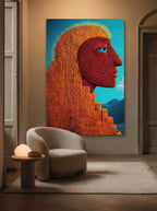 Ochre Monument – Surreal Folk Architecture Wall Art 572