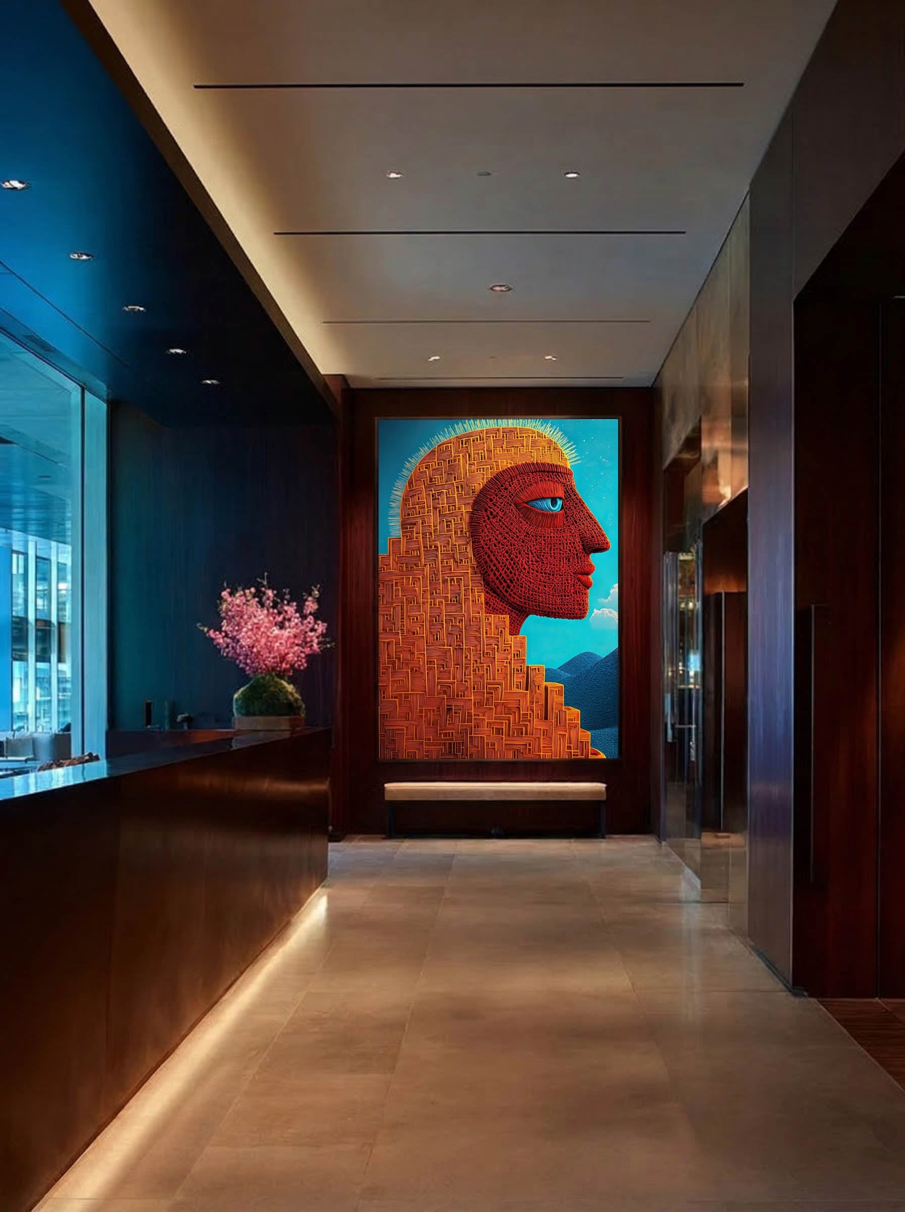 Ochre Monument – Surreal Folk Architecture Wall Art 572