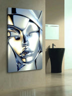 Chrome Mask – Surreal Liquid Metal Portrait Wall Art 576