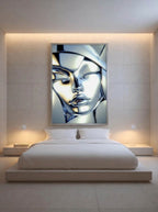 Chrome Mask – Surreal Liquid Metal Portrait Wall Art 576